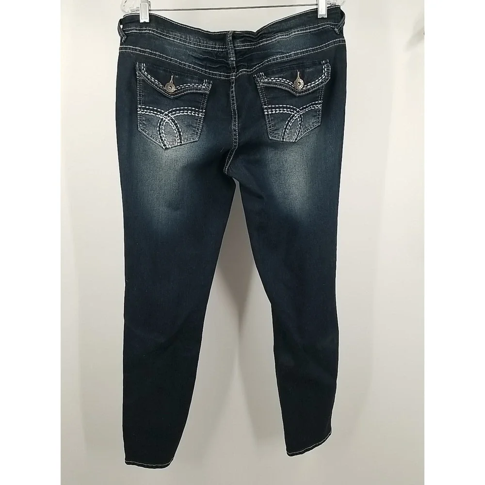 Apollo Jeans Womens 13/14 Blue Dark Wash Stretch‎ Embroidered Pockets - Picture 5 of 6